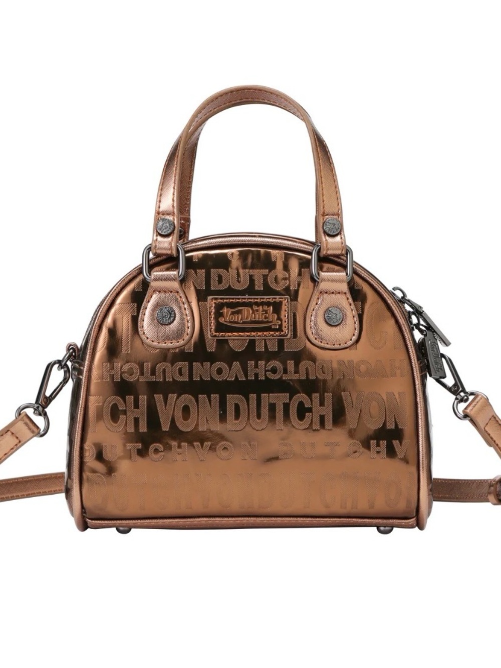 Von Dutch Metallic Copper bowling bag style comes with ball cap